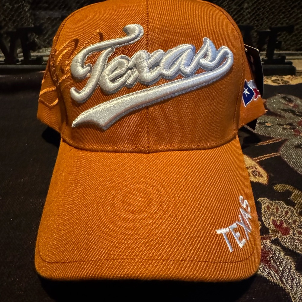 COPY - Orange and White Texas Embroidered Hat